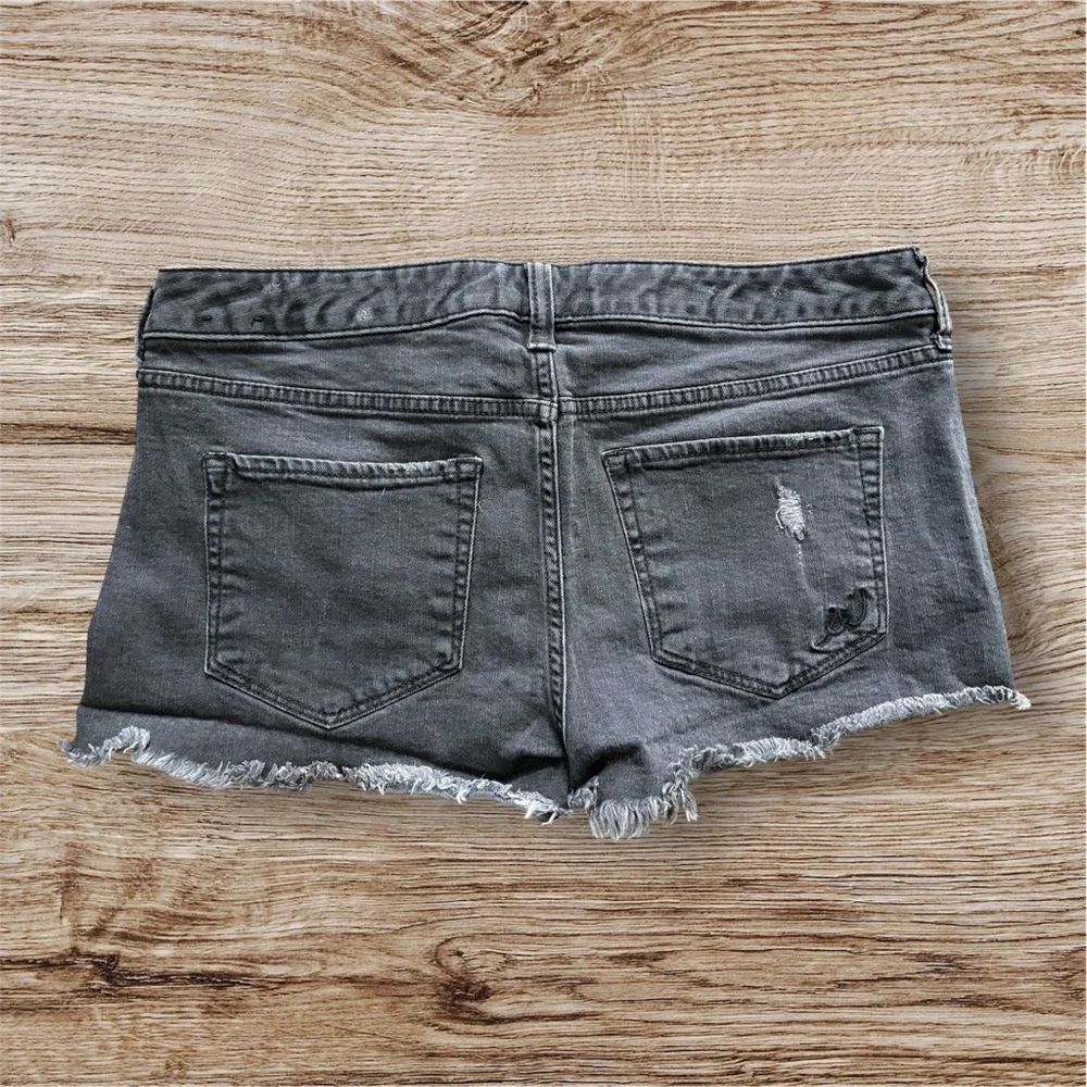 Express Black-Wash Distressed Jean Shorts - Picture 2 of 3